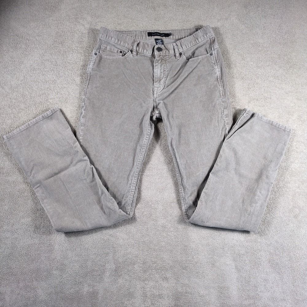 Calvin Klein Jeans Corduroy Pants Mens 32 Gray Stretch Straight Leg Mid Rise